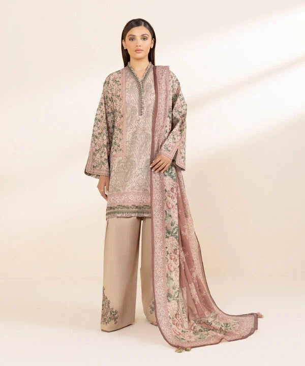 3 Piece - Embroidered Cotton Suit