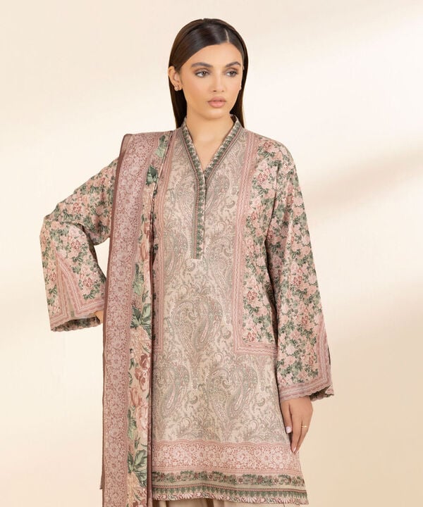 3 Piece - Embroidered Cotton Suit