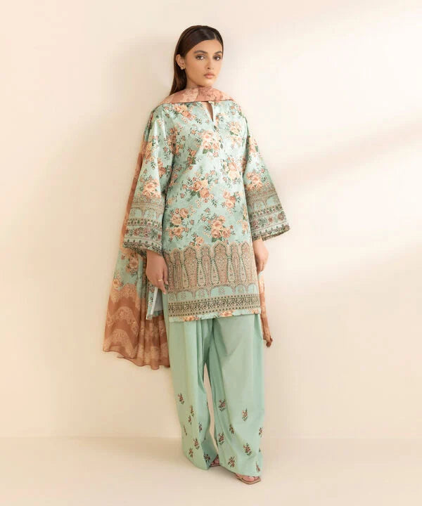 3 Piece - Embroidered Cotton Suit