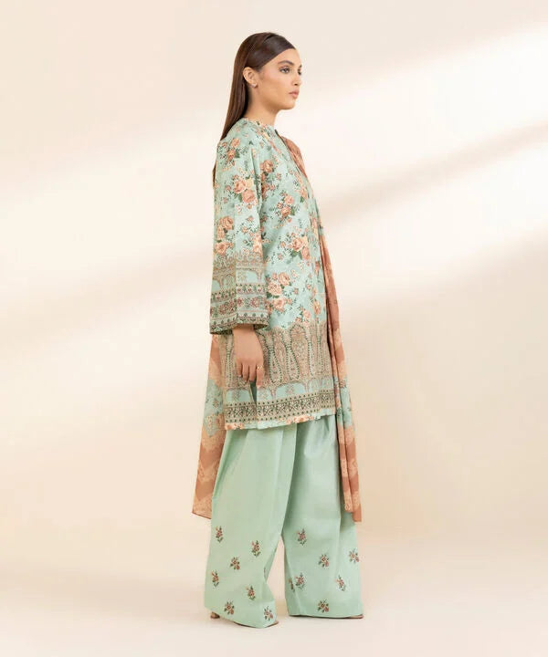 3 Piece - Embroidered Cotton Suit