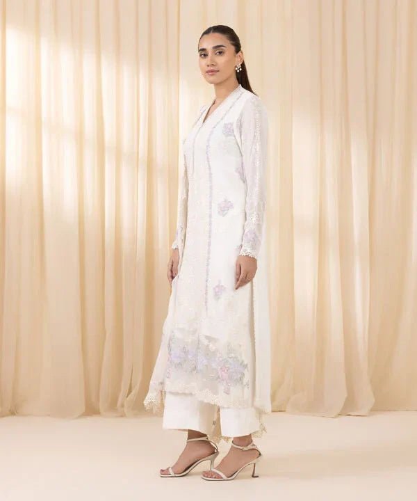 3 Piece - Embroidered Chiffon Suit