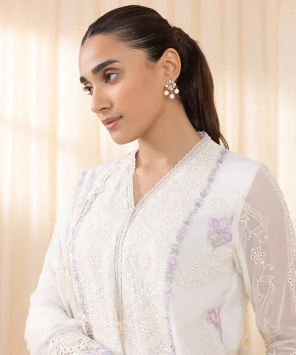 3 Piece - Embroidered Chiffon Suit