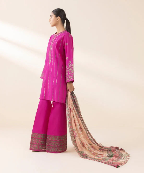 3 Piece - Embroidered Cotton Suit