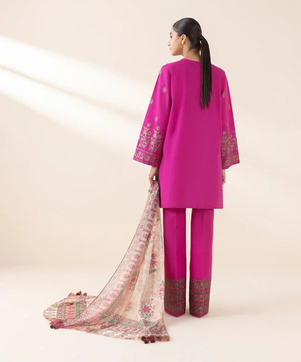 3 Piece - Embroidered Cotton Suit