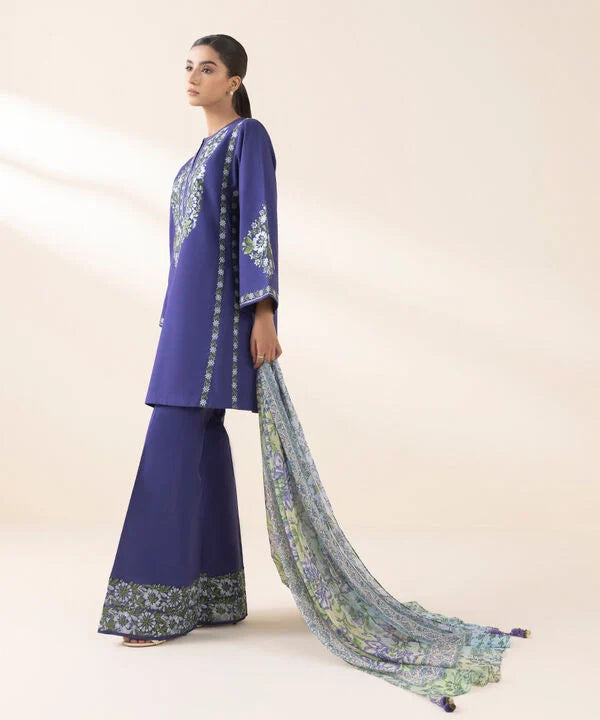 3 Piece - Embroidered Cotton Suit