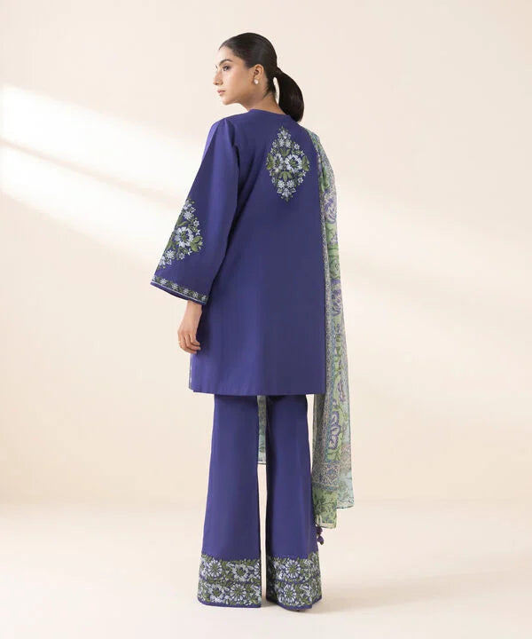 3 Piece - Embroidered Cotton Suit