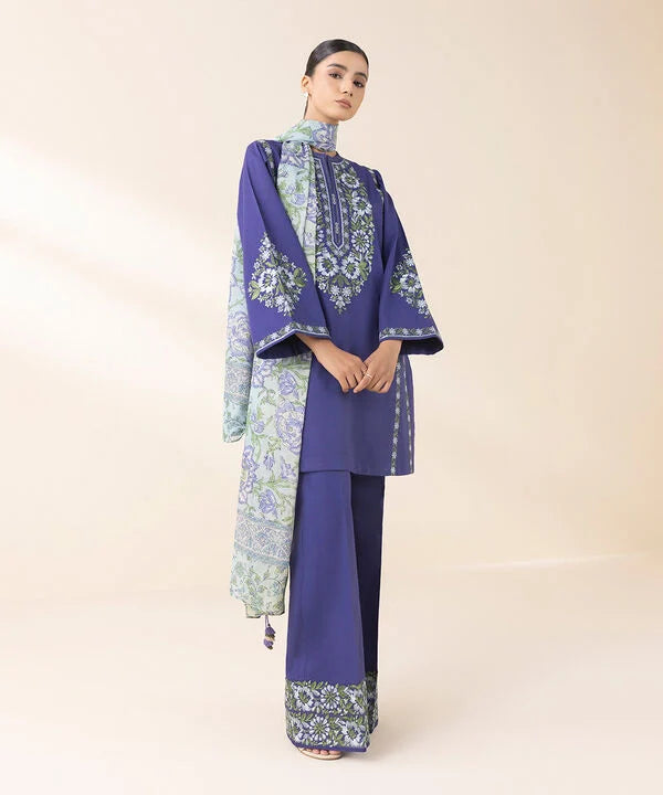 3 Piece - Embroidered Cotton Suit