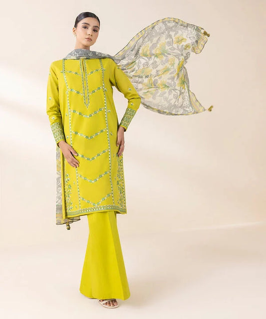 3 Piece - Embroidered Cotton Suit