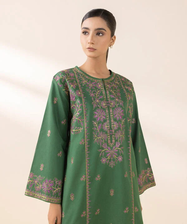 3 Piece - Embroidered Cotton Suit