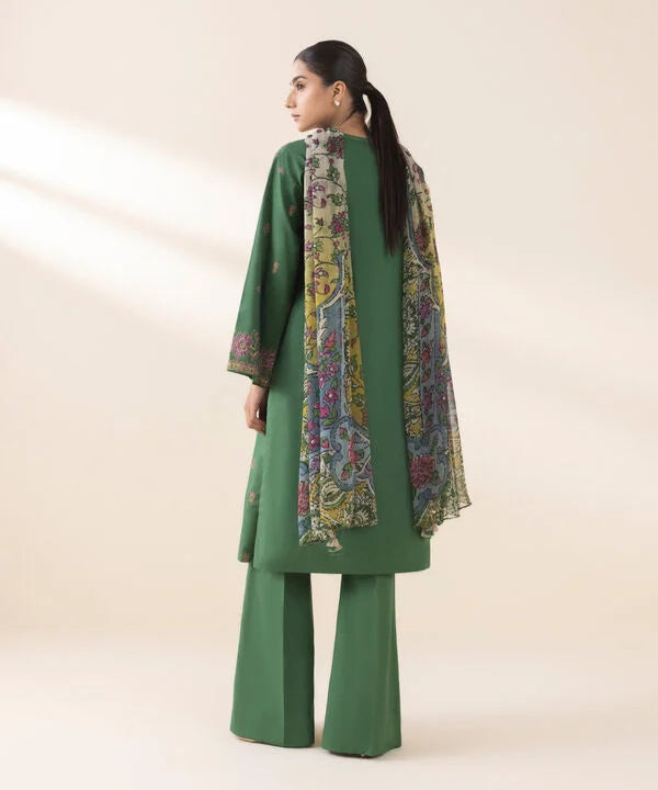 3 Piece - Embroidered Cotton Suit