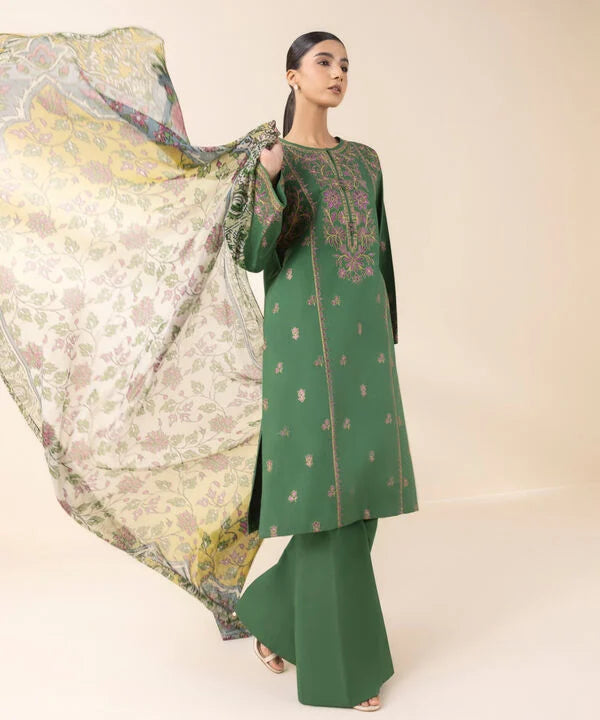 3 Piece - Embroidered Cotton Suit