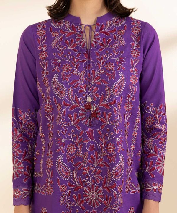 3 Piece - Embroidered Cotton Suit