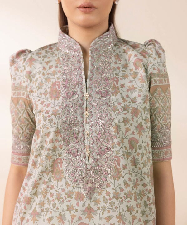 3 Piece - Embroidered Silk Suit