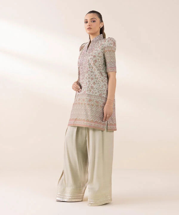 3 Piece - Embroidered Silk Suit