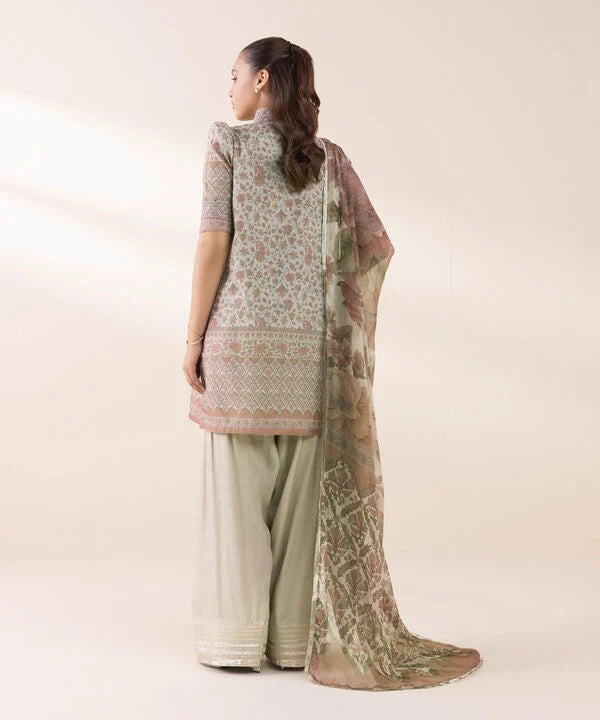 3 Piece - Embroidered Silk Suit