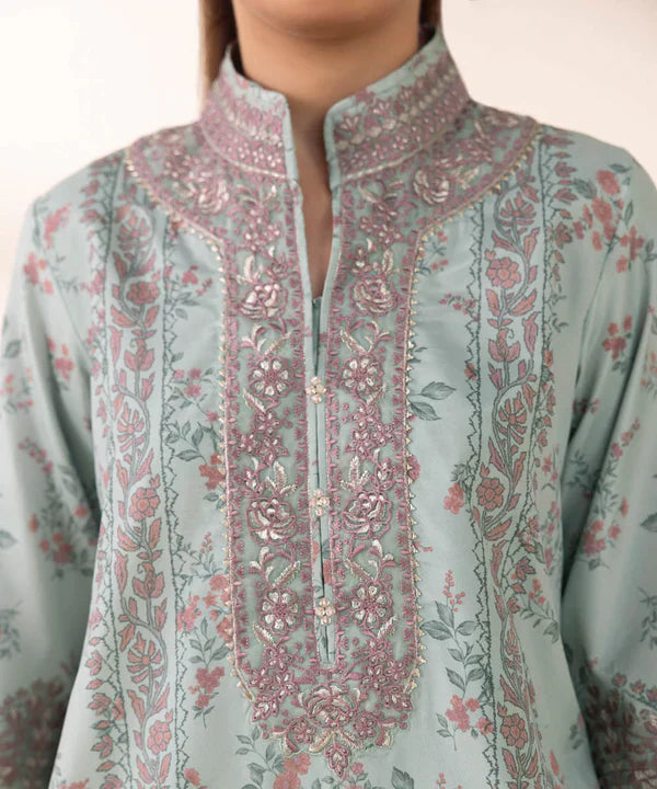 3 Piece - Embroidered Silk Suit