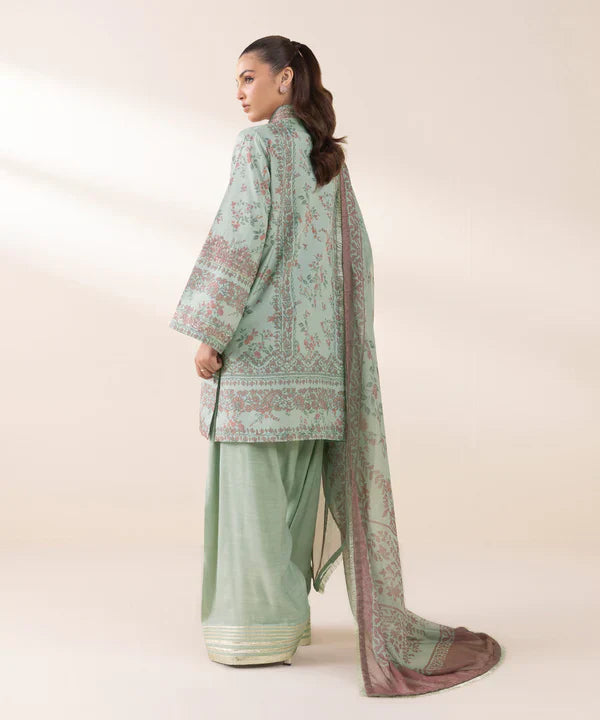 3 Piece - Embroidered Silk Suit