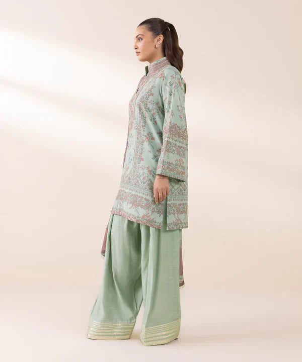 3 Piece - Embroidered Silk Suit