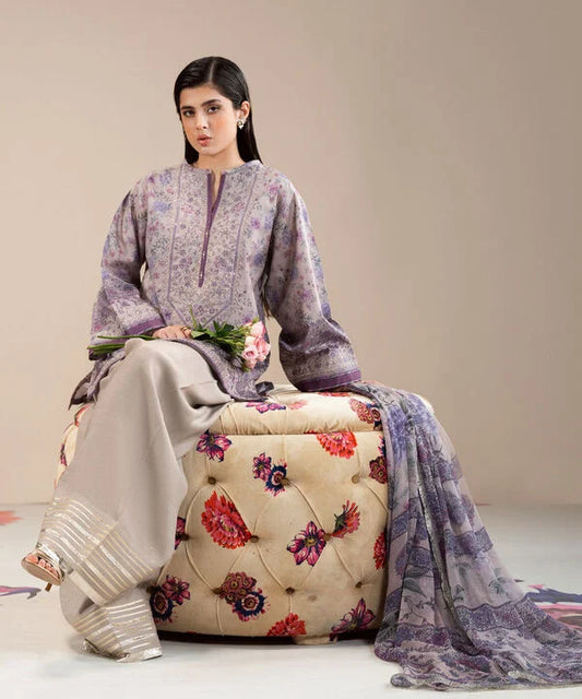 3 Piece - Embroidered Silk Suit