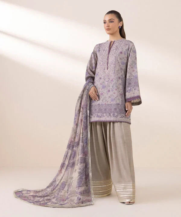 3 Piece - Embroidered Silk Suit