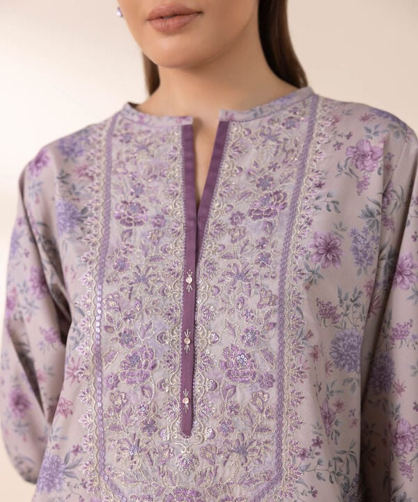 3 Piece - Embroidered Silk Suit