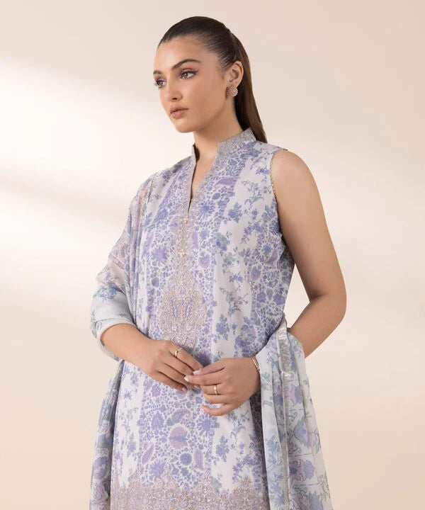 3 Piece - Embroidered Silk Suit