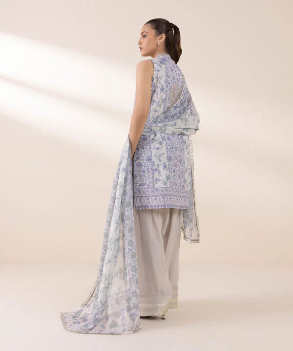 3 Piece - Embroidered Silk Suit