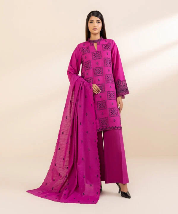 3 Piece - Embroidered Karandi Suit