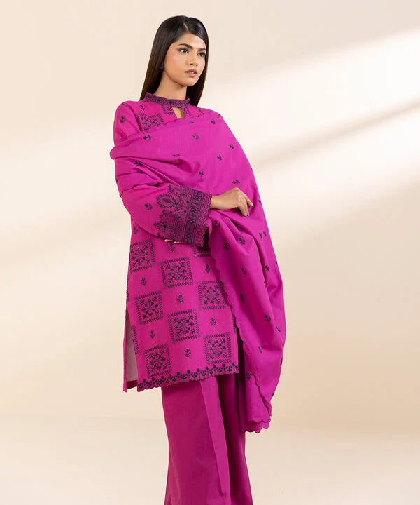 3 Piece - Embroidered Karandi Suit