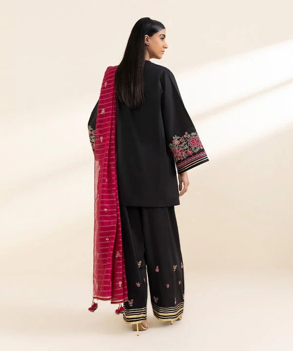 3 Piece - Embroidered Cotton Suit