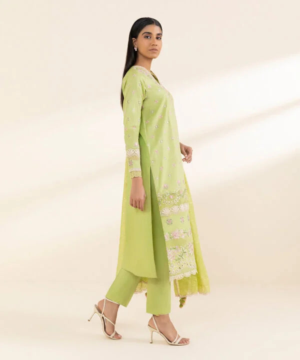 3 Piece - Embroidered Cotton Suit