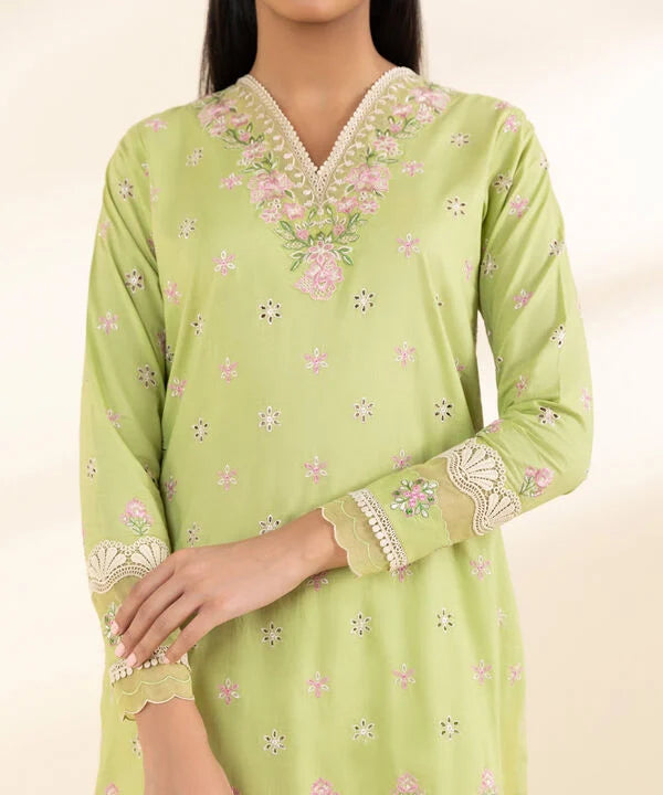 3 Piece - Embroidered Cotton Suit