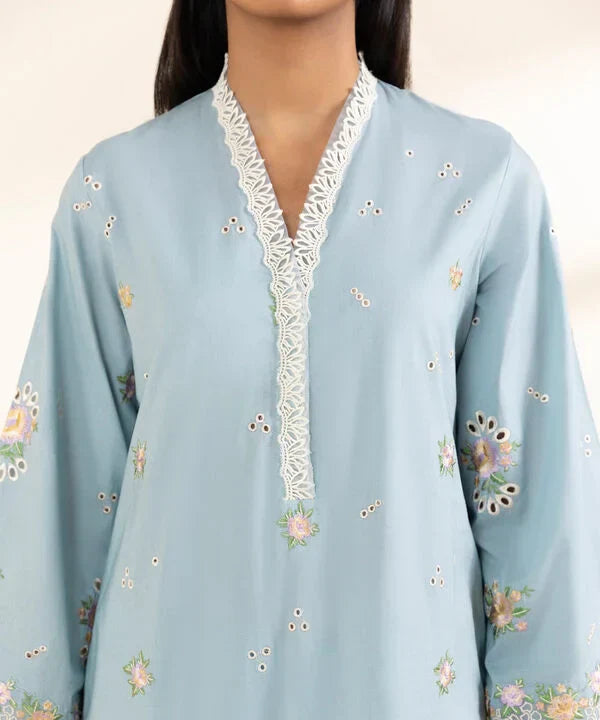 3 Piece - Embroidered Cotton Suit