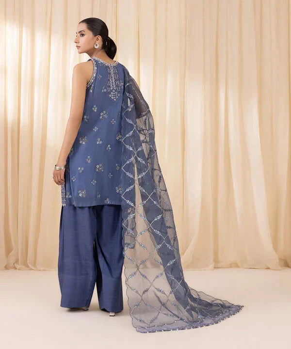 3 Piece - Embroidered Chiffon Suit