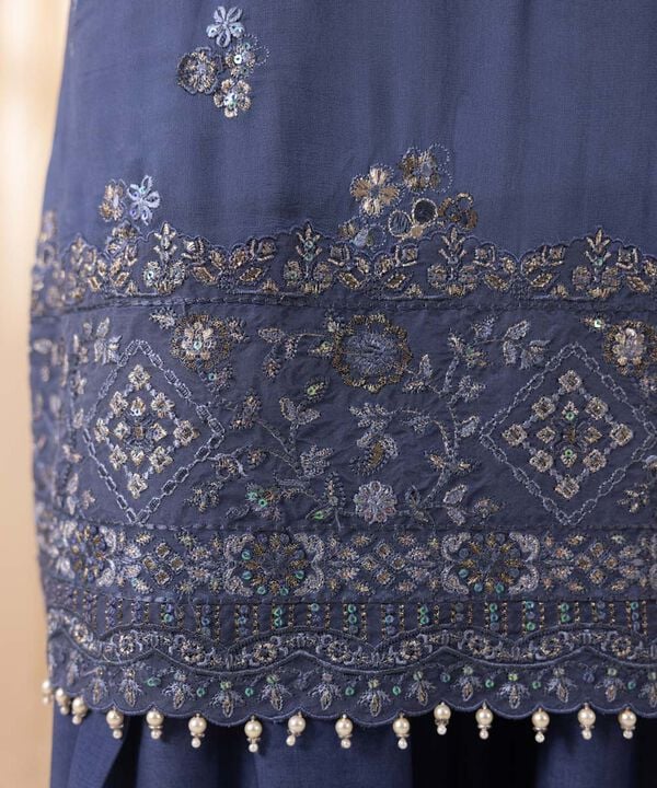 3 Piece - Embroidered Chiffon Suit