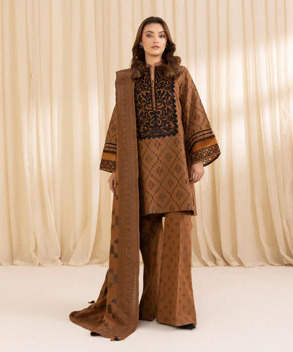 3 Piece - Embroidered Jacquard Suit