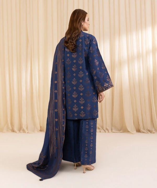 3 Piece - Embroidered Jacquard Suit