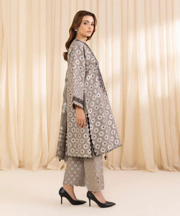 3 Piece - Embroidered Jacquard Suit