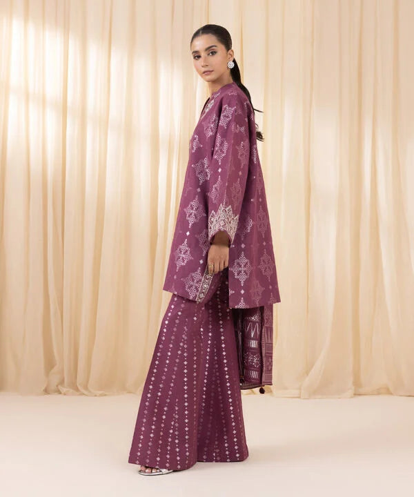 3 Piece - Embroidered Jacquard Suit