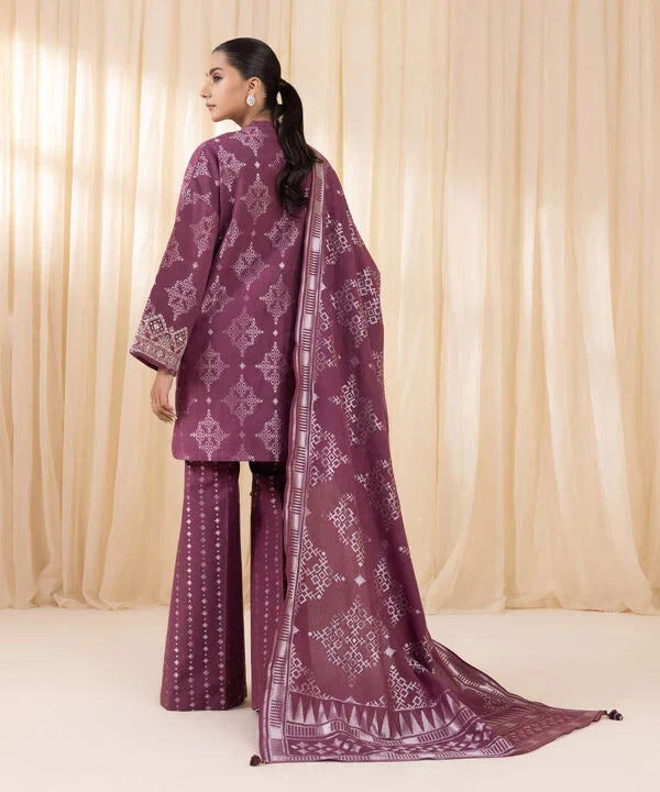 3 Piece - Embroidered Jacquard Suit