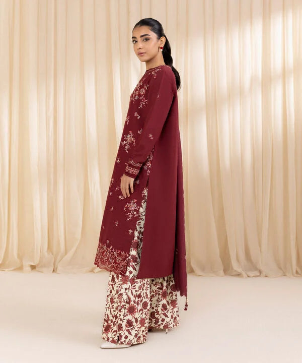 3 Piece - Embroidered Khaddar Suit