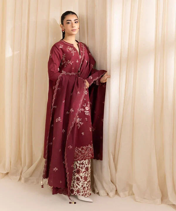 3 Piece - Embroidered Khaddar Suit