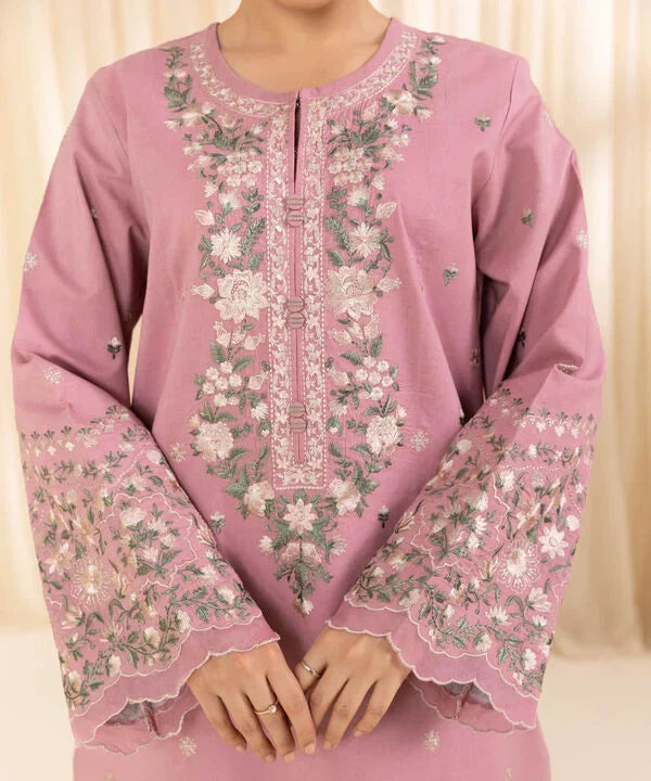 3 Piece - Embroidered Cambric Suit