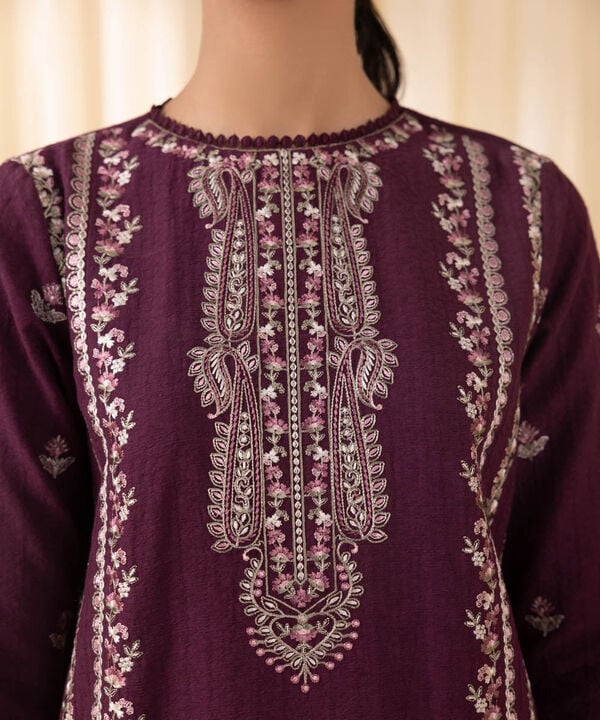 3 Piece - Embroidered Cotton Jacquard Suit