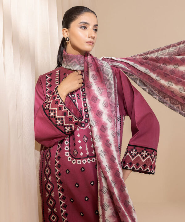 3 Piece - Embroidered Cotton Viscose Suit