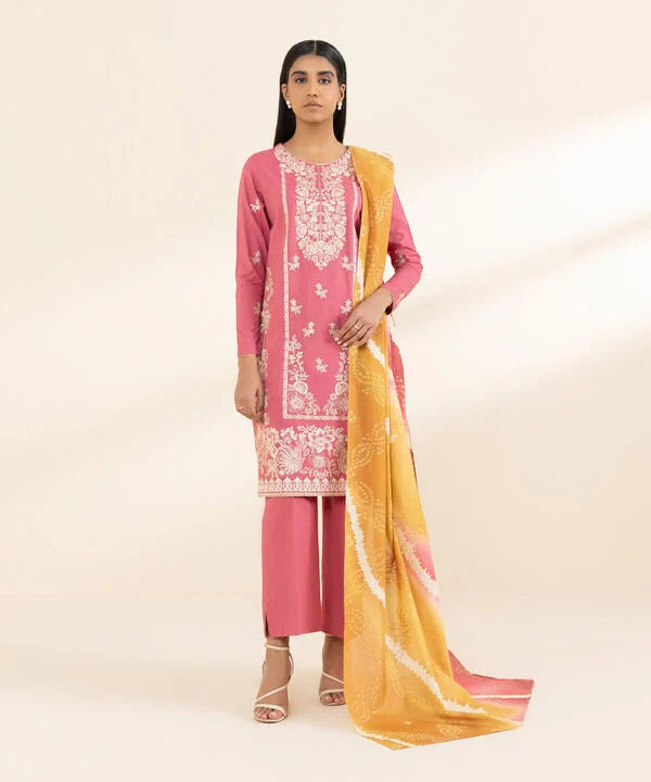 3 Piece - Embroidered Cotton Viscose Suit