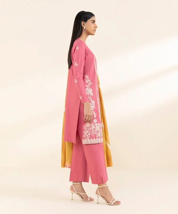 3 Piece - Embroidered Cotton Viscose Suit