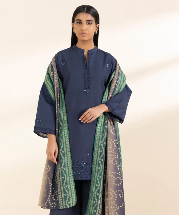 3 Piece - Embroidered Cotton Viscose Suit