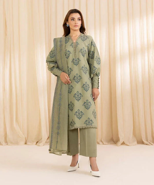 3 Piece - Embroidered Jacquard Suit