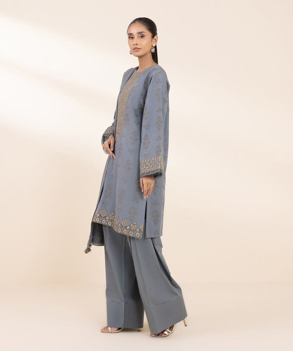 3 Piece - Embroidered Jacquard Suit